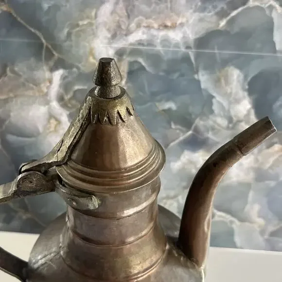 Vintage Hand Forged Lidded Coffee Urn Pitcher Copper Turkish Middle Eastern